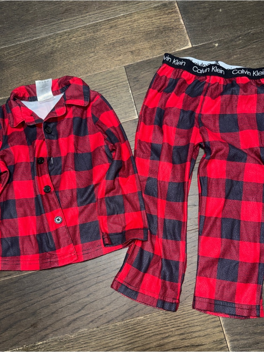 Calvin Klein Kids Red and Black Buffalo Plaid Pajama Set